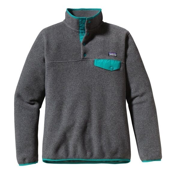 Patagonia Women's Lightweight Synchilla Snap-T Pullover in Gray & Teal, Medium - Picture 1 of 9